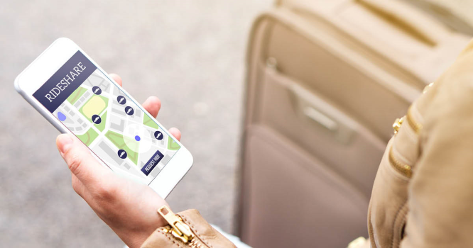 event attendee utilizing ride share app to get to venue